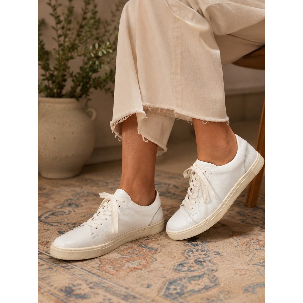 Frye Ivy Low Lace Sneakers Women's Size 9 White Leather Casual Low Top Shoes